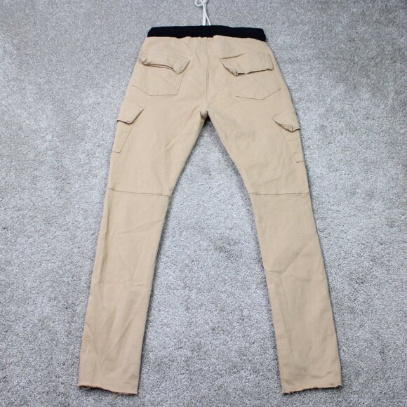 MNML Jogger Pants Mens Medium Beige Drawstring Cotton Stretch Straight Leg - Picture 6 of 11
